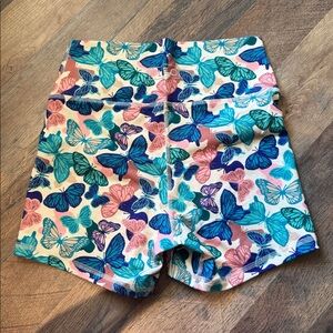 Fleo Butterfly Print Shorts in Blue and Pink